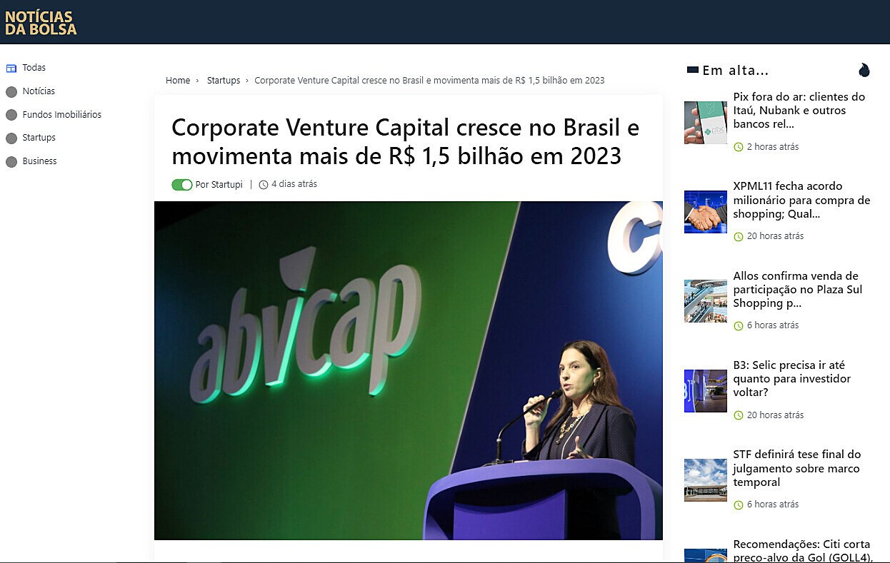 Corporate Venture Capital cresce no Brasil e movimenta mais de R$ 1,5 bilho em 2023
